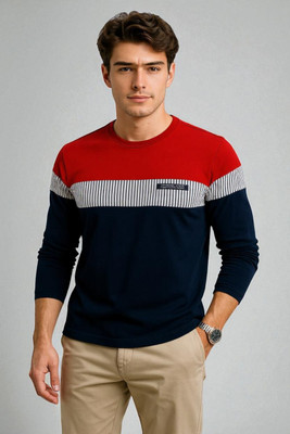 Autna Colorblock Men Round Neck Red T-Shirt