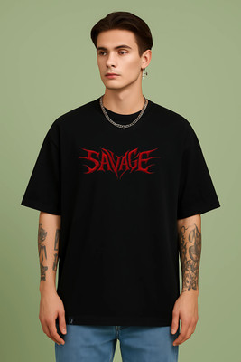 DESIREBEL Graphic Print Men Round Neck Black T-Shirt