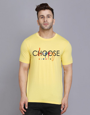 TEEFOX Printed Men Round Neck Yellow T-Shirt