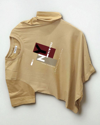 Magneto Printed Men Crew Neck Beige T-Shirt