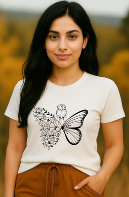 Attiirea Graphic Print Women Round Neck White T-Shirt