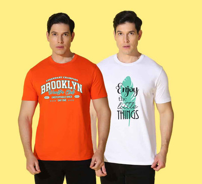 WOOSTRO Printed Men Round Neck Multicolor T-Shirt