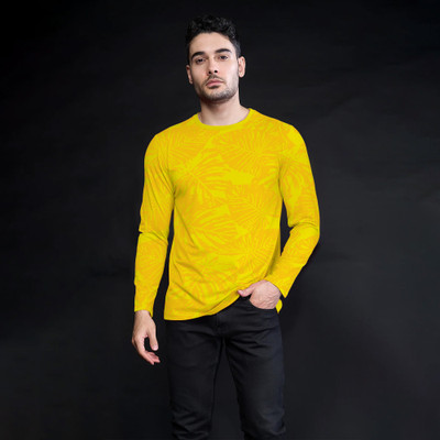 FTX Solid Men Round Neck Yellow T-Shirt