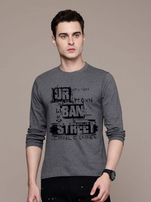 Moda Rapido Graphic Print Men Round Neck Grey T-Shirt