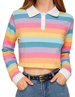 HouseOfCommon Colorblock Women Round Neck Multicolor T-Shirt