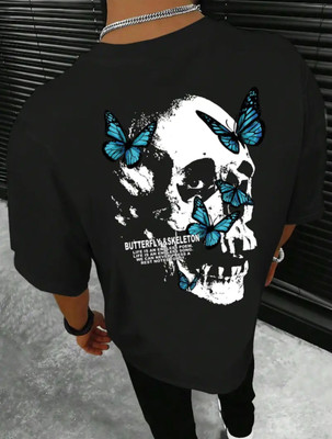 Povaxpo Graphic Print Men Round Neck Black T-Shirt