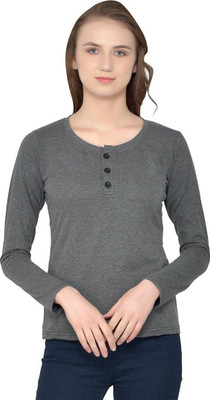 tfurnish Solid Men Henley Neck Grey T-Shirt