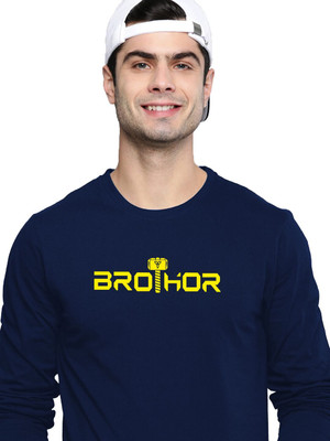 OrrganicChics Typography Men Round Neck Navy Blue T-Shirt