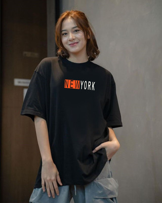 EKADRAVIN Graphic Print Women Round Neck Black T-Shirt