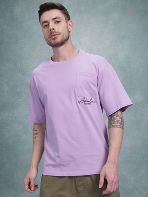 Roadster Printed Men Round Neck Purple T-Shirt