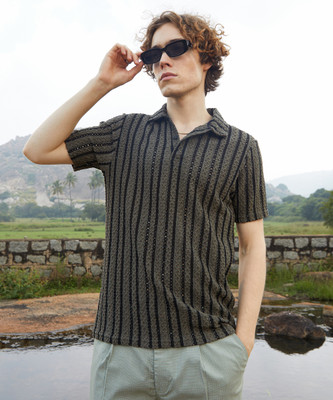 CAMPUS SUTRA Striped Men Polo Neck Multicolor T-Shirt