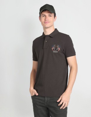 U.S. Polo Assn. Denim Co. Solid Men Polo Neck Black T-Shirt