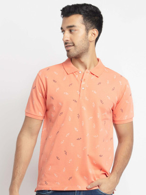 Status Quo Printed Men Polo Neck Orange T-Shirt