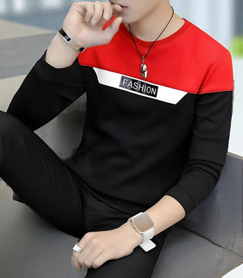 Autna Solid Men Round Neck Red T-Shirt