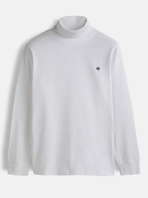 WROGN Solid Men Turtle Neck White T-Shirt