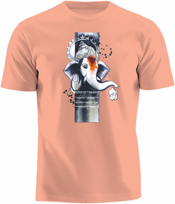 Luv My India Graphic Print Men Round Neck Pink T-Shirt
