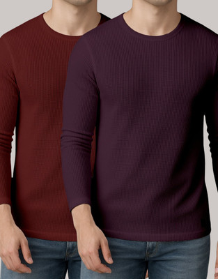 Starvy Men Self Design Round Neck Cotton Blend Multicolor T-Shirt For Rs. 284 @ 78 %
