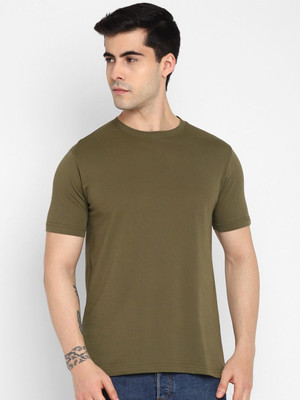 OrrganicChics Solid Men Round Neck Green T-Shirt