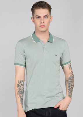 PETER ENGLAND Self Design Men Polo Neck Light Green T-Shirt