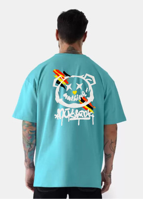 SVAHA Printed, Typography Men Round Neck Light Blue T-Shirt