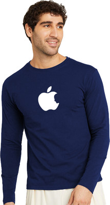 OrrganicChics Printed Men Round Neck Navy Blue T-Shirt