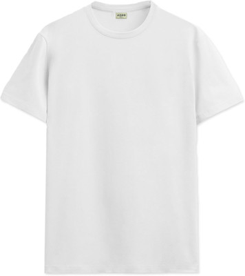 ADRO Solid Men Round Neck White T-Shirt