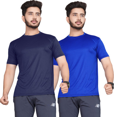 Hookstep Solid Men Round Neck Multicolor T-Shirt