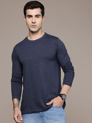 Moda Rapido Solid Men Round Neck Navy Blue T-Shirt