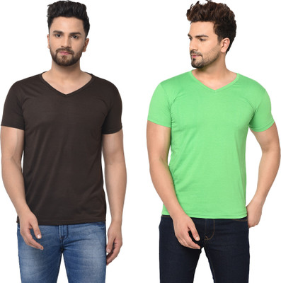 Adorbs Trend Solid Men V Neck Multicolor T-Shirt