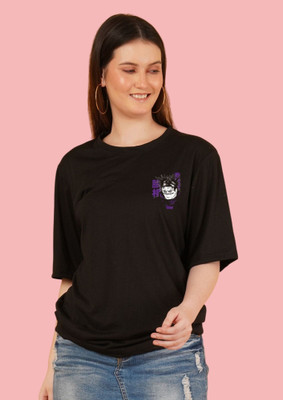 Kasendra Printed Women Round Neck Black T-Shirt