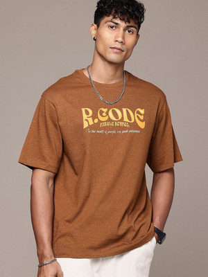 R.Code by The Roadster Life Co. Graphic Print Men Round Neck Brown T-Shirt