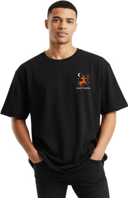 De Outfitz Graphic Print, Typography Men Round Neck Black T-Shirt