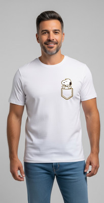 VIBESandNATION Printed Men Round Neck White T-Shirt