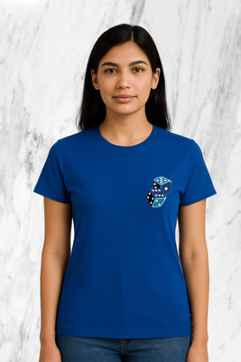 Buddy Collection Printed Women Round Neck Blue T-Shirt