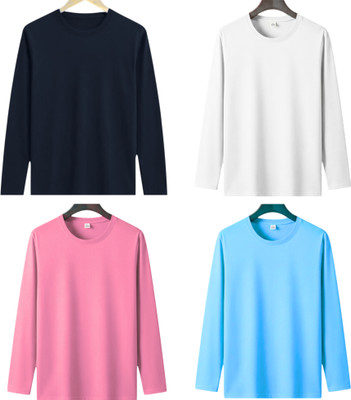 MISTY COLLECTION Solid Men Round Neck Light Blue, Navy Blue, Pink, White T-Shirt