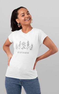 Royath Clothing Printed Women Round Neck White T-Shirt