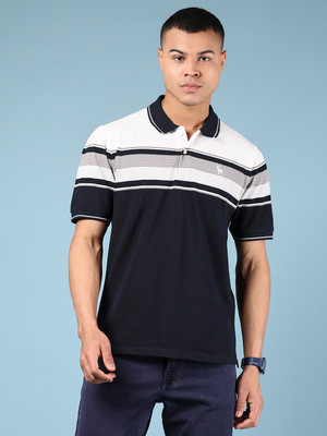 V-MART Striped Men Polo Neck Multicolor T-Shirt