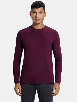 JOCKEY Solid Men Round Neck Purple T-Shirt