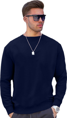 JUGULAR Solid Men Round Neck Dark Blue T-Shirt
