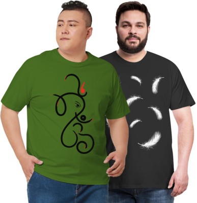 FADMARK Printed Men Round Neck Black, Green T-Shirt