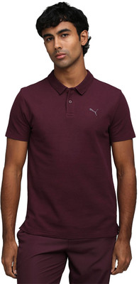 PUMA Solid Men Polo Neck Purple T-Shirt