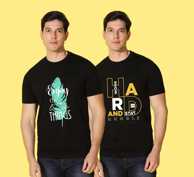 WOOSTRO Typography, Printed Men Round Neck Multicolor T-Shirt