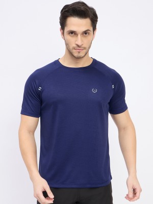 DUKE Solid Men Round Neck Blue T-Shirt