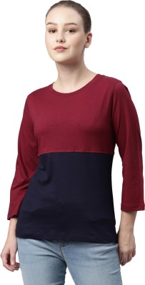 HouseOfCommon Colorblock Women Round Neck Multicolor T-Shirt