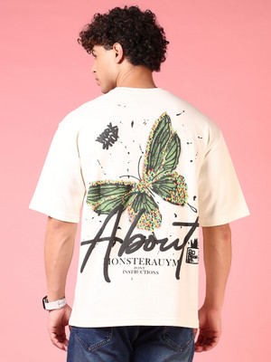 V-MART Printed Men Round Neck White T-Shirt
