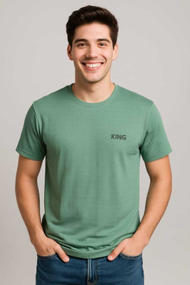 Om Enterprise Solid Men Round Neck Green T-Shirt