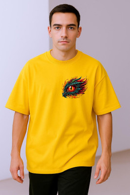 goodsign Printed Men Round Neck Yellow T-Shirt