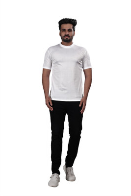 BOLD & BEAUTY Striped Men Round Neck White T-Shirt