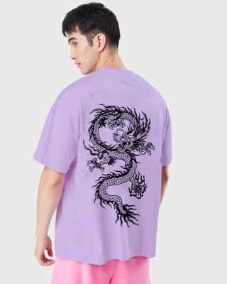 rino Graphic Print Men Round Neck Purple T-Shirt