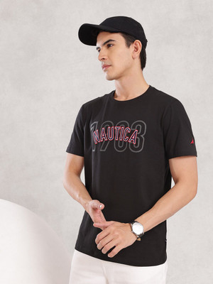 NAUTICA Printed Men Round Neck Blue T-Shirt